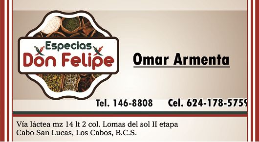 Tarjeta de Presentación Especias Don Felipe